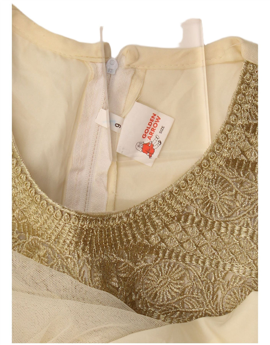 Abito a trapezio a maniche lunghe da donna VINTAGE US 6 Beige medio floreale