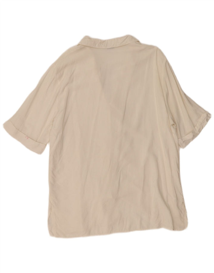 Camicetta camicia a maniche corte da donna vintage UK 18 XL bianca