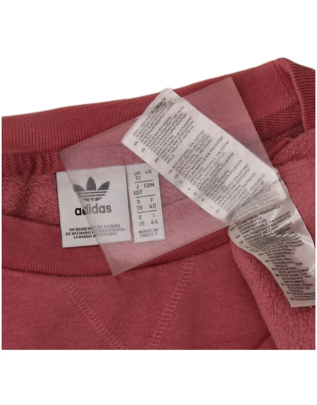 Felpa oversize da donna ADIDAS, maglione UK 12, cotone rosa medio