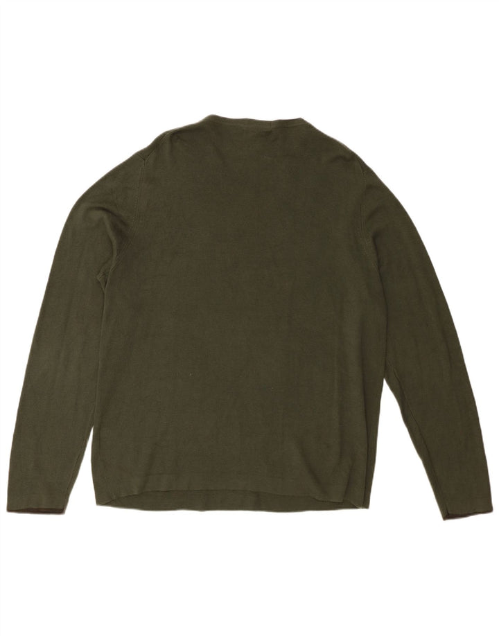 Maglione da uomo con scollo a V Eddie Bauer in cotone kaki medio