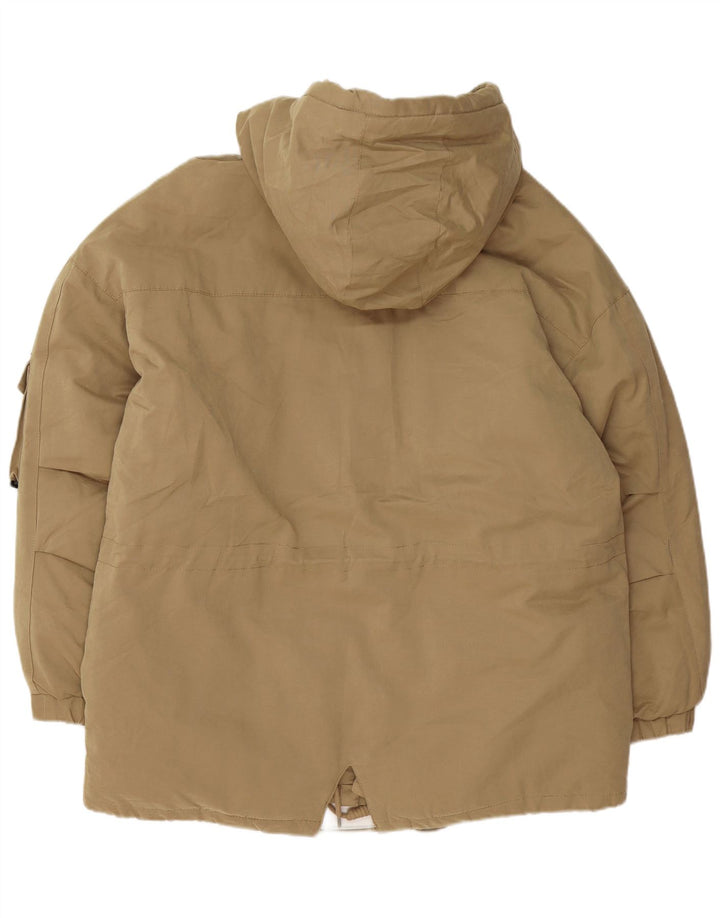 Giacca imbottita ampia con cappuccio da uomo Zara UK 38 Poliestere beige medio
