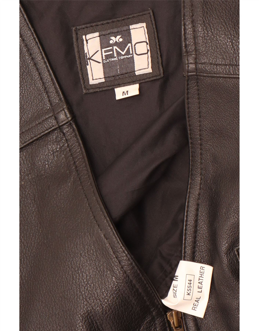 Gilet in pelle regolare da uomo vintage in pelle nera media