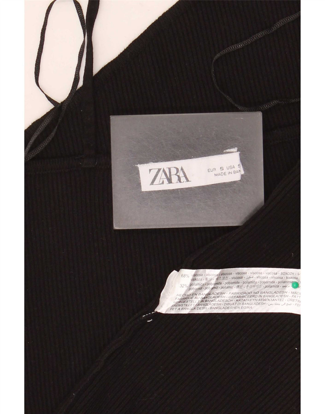 Top corto da donna Zara UK 10 piccolo in viscosa nera