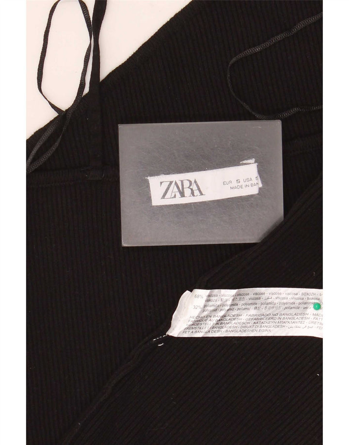 Top corto da donna Zara UK 10 piccolo in viscosa nera