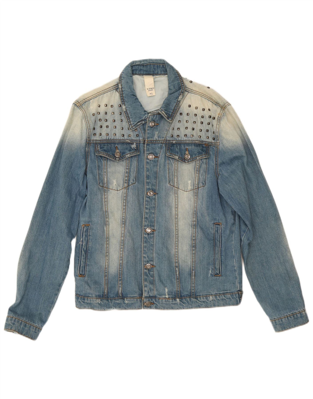 Giacca vintage in denim invecchiato da uomo UK 42 XL in cotone blu