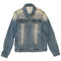 Giacca vintage in denim invecchiato da uomo UK 42 XL in cotone blu