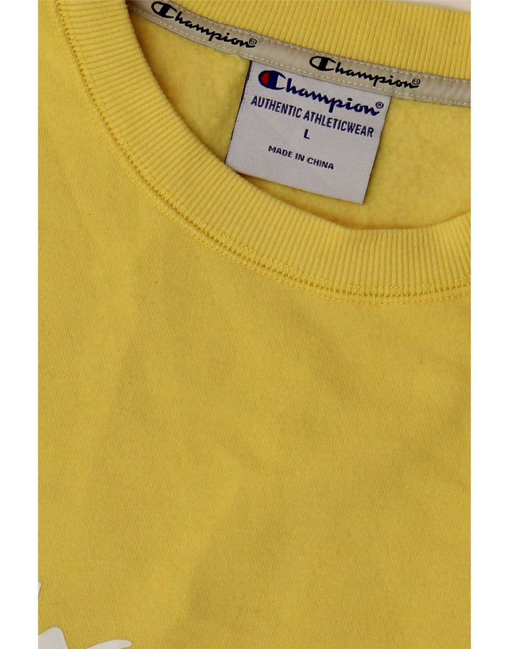 Felpa grafica da uomo Champion, maglione grande, cotone giallo