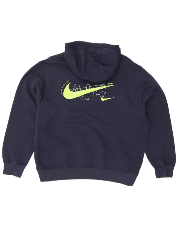 Felpa con cappuccio grafica da uomo Nike Large in cotone blu navy