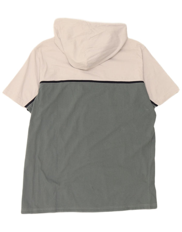 CHAMPION T-shirt da uomo con cappuccio e zip, collo 2XL in cotone color block bianco