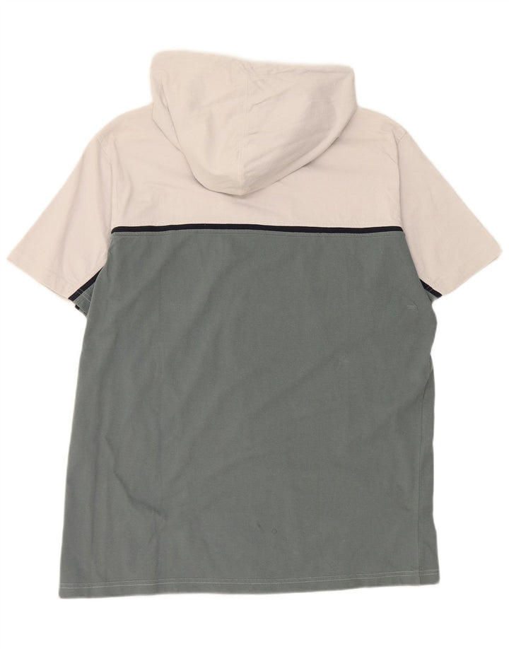 CHAMPION T-shirt da uomo con cappuccio e zip, collo 2XL in cotone color block bianco