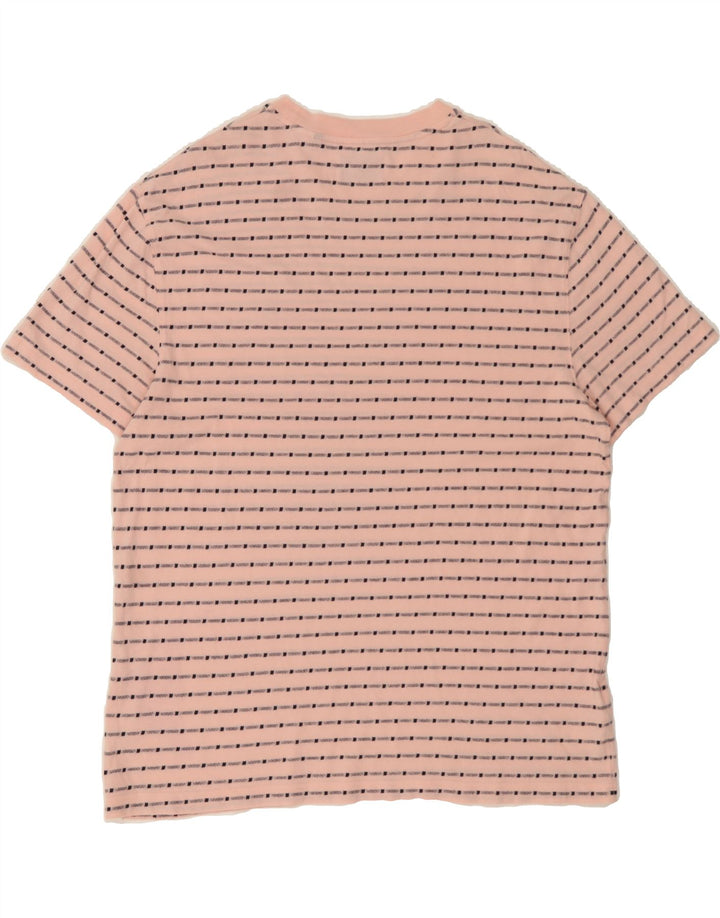 PENGUIN Mens T-Shirt Top XL Pink Striped Cotton Vintage Penguin and Second-Hand Penguin from Messina Hembry 