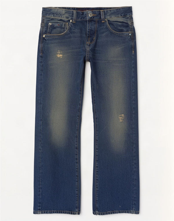 Tommy Hilfiger Donna Laurie Jeans larghi effetto consumato W32 L32 cotone blu