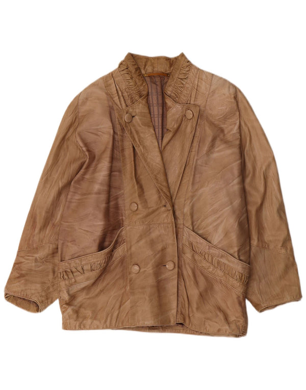 Giacca in pelle oversize da donna vintage UK 18 XL Beige