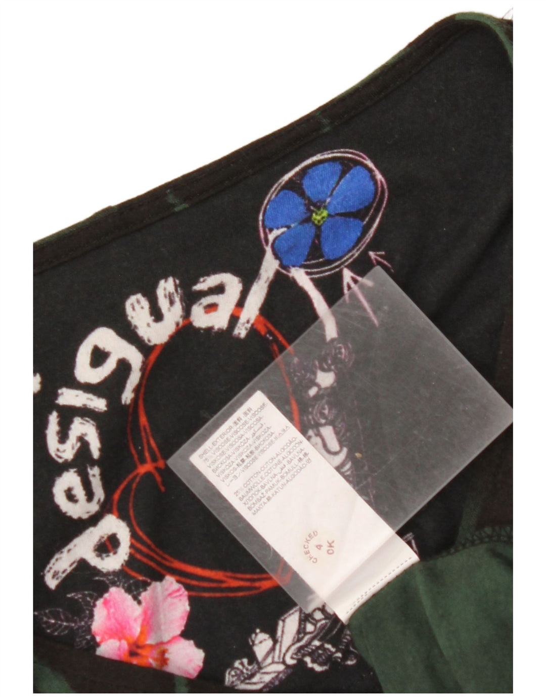 DESIGUAL Abito tubino a maniche lunghe con grafica da donna UK 12 Medio Nero floreale