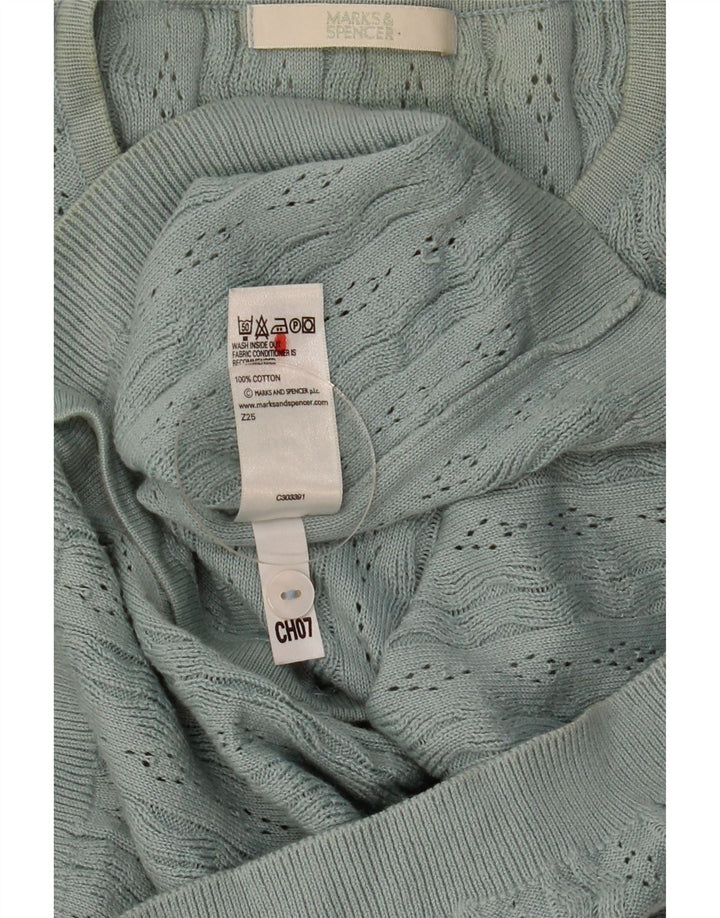 Maglione cardigan da donna Marks & Spencer UK 8 piccolo cotone verde
