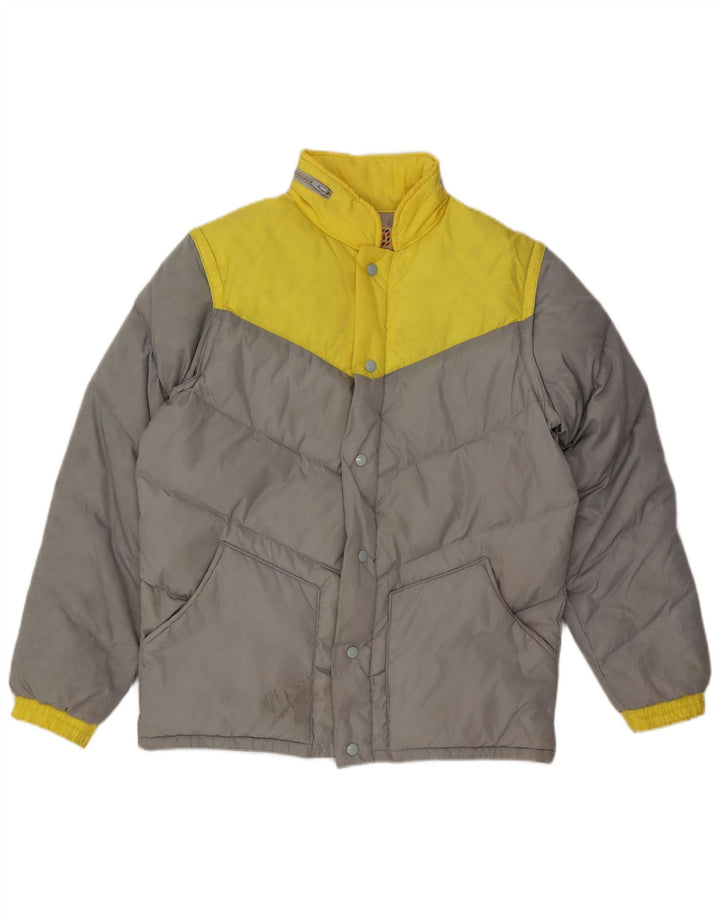 Giacca imbottita con cappuccio da uomo Fiorucci UK 38 Nylon color block grigio medio