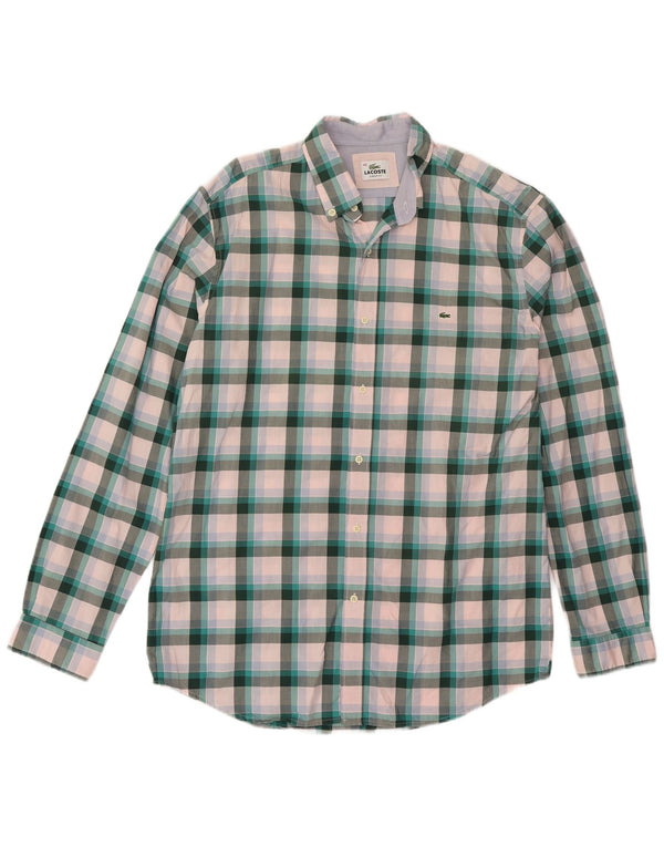 Camicia Lacoste da uomo vestibilità classica taglia 40 cotone a quadri verde medio