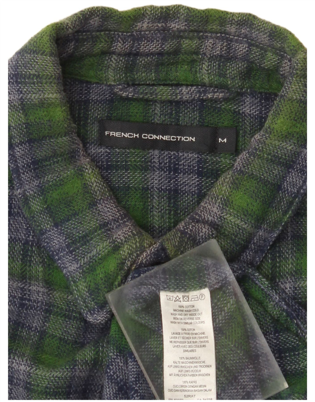 Camicia da uomo in flanella French Connection in cotone a quadri verde medio