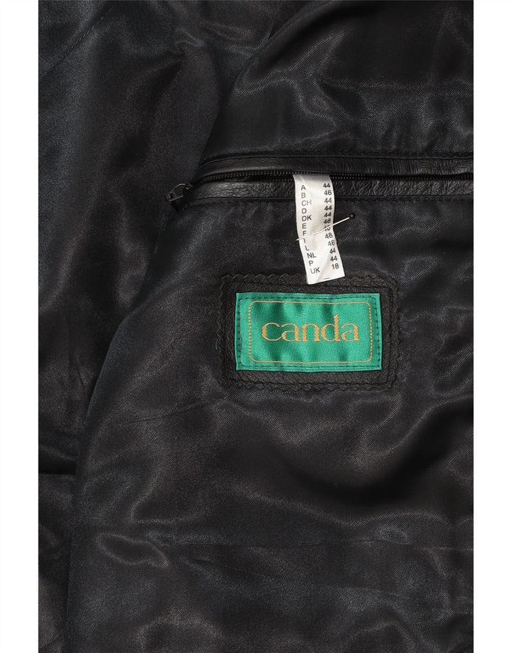 CANDA Womens Leather Coat UK 18 XL Black Colourblock Leather Vintage Canda and Second-Hand Canda from Messina Hembry 