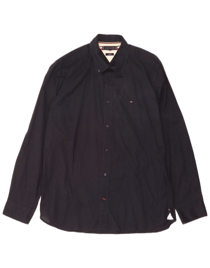 TOMMY HILFIGER Camicia da uomo vestibilità regolare grande cotone blu navy