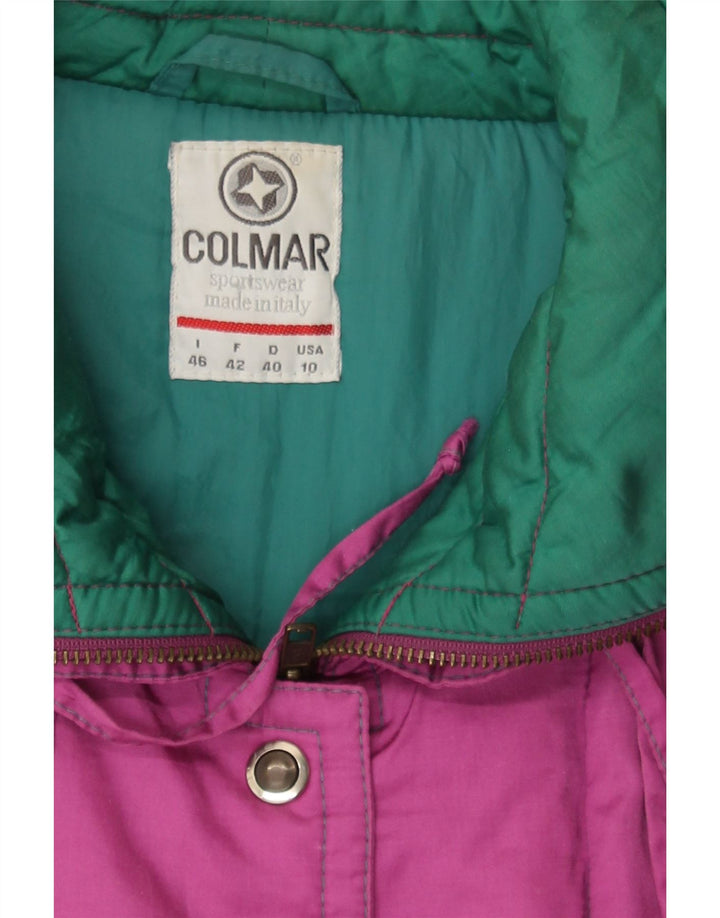 COLMAR Womens Oversized Graphic Ski Jacket IT 46 Large Pink Vintage Colmar and Second-Hand Colmar from Messina Hembry 