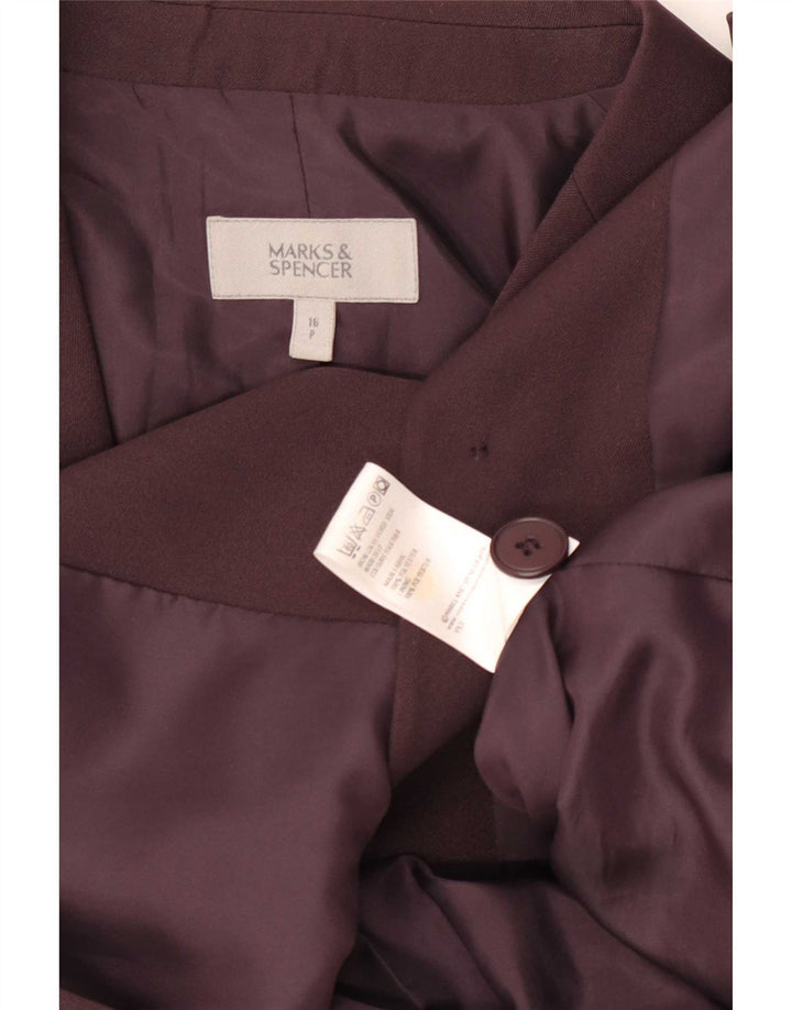 Giacca blazer a 2 bottoni Marks & Spencer da donna UK 16 grande poliestere marrone