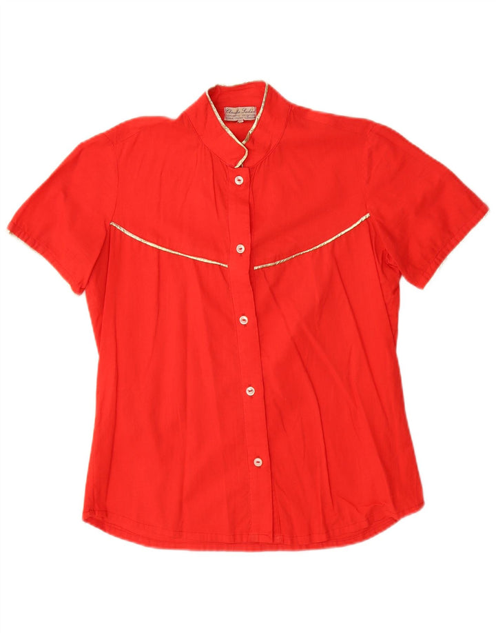 Camicia vintage da donna a maniche corte IT 42 rossa media