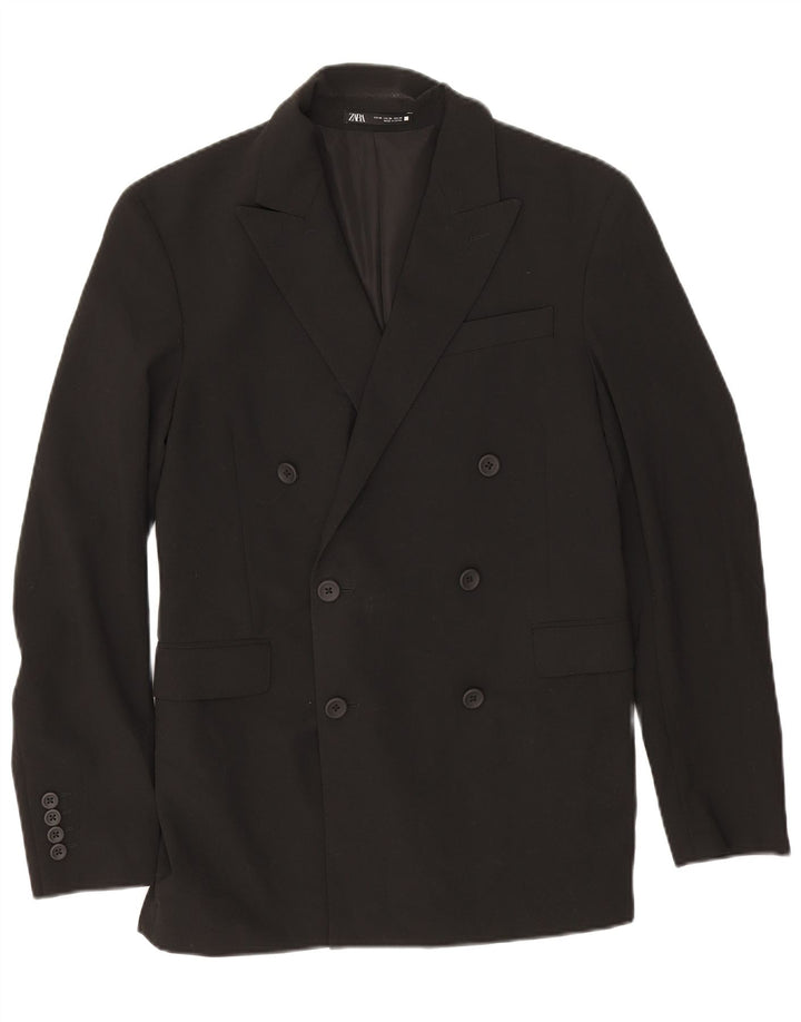 Giacca blazer doppiopetto da uomo Zara EU 46 piccola poliestere nero