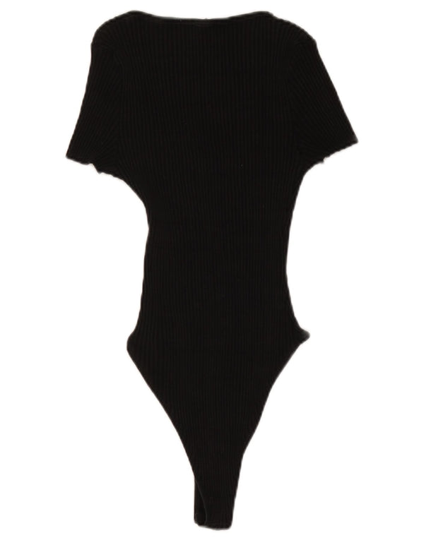 Body a maniche corte da donna Zara UK 16 grande in cotone nero