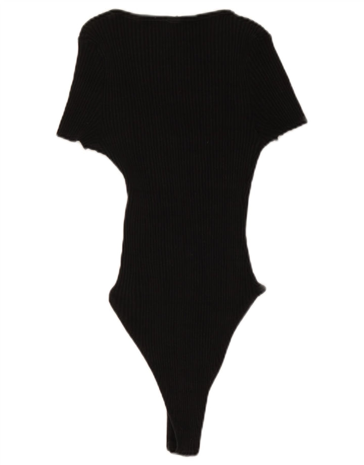 Body a maniche corte da donna Zara UK 16 grande in cotone nero