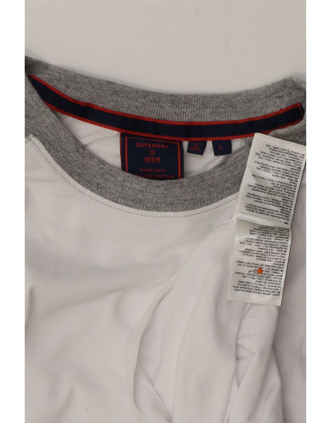 SUPERDRY Top da uomo a maniche lunghe in cotone color block bianco grande