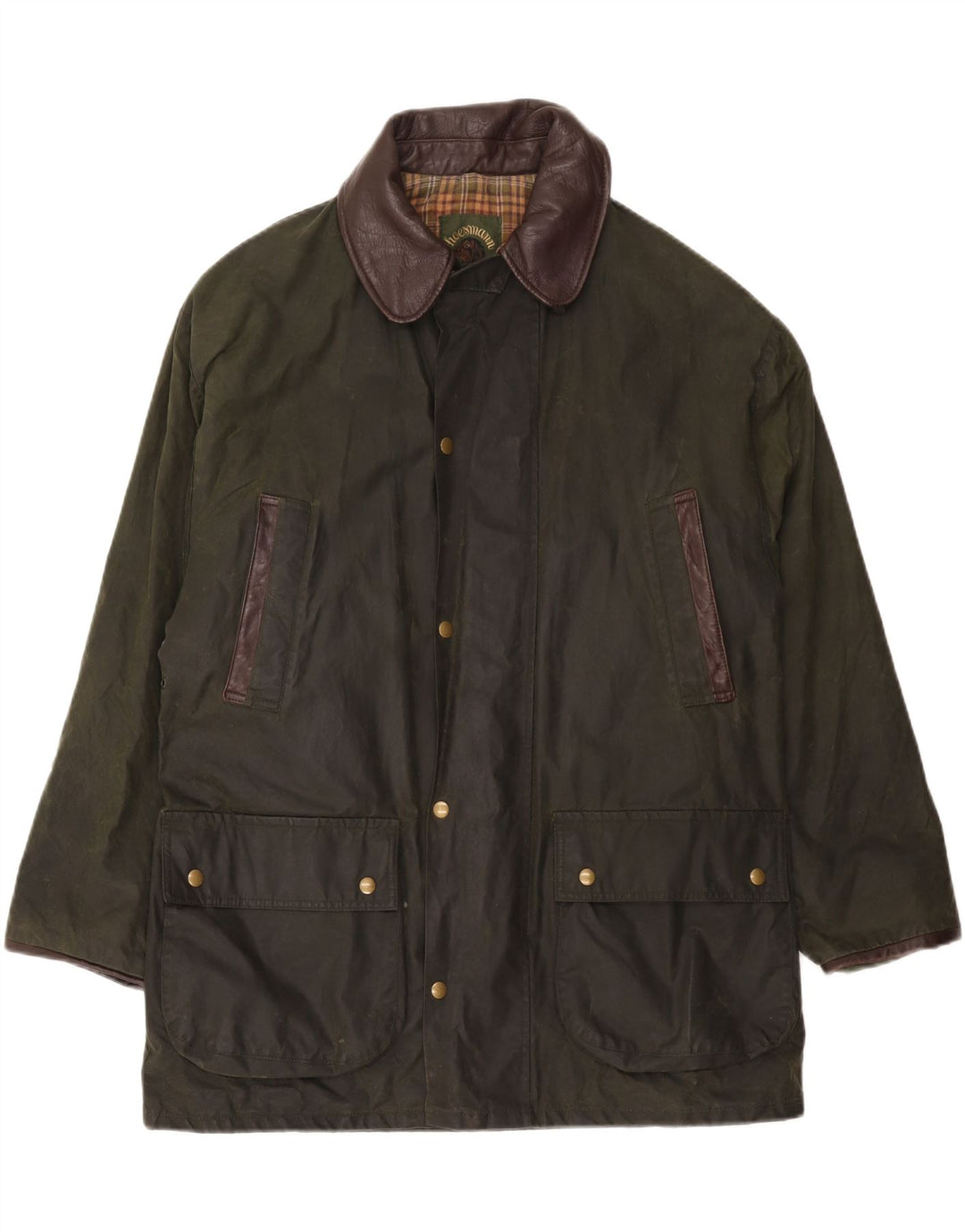 Giacca vintage in cotone cerato da uomo UK 38 Cotone color block verde medio