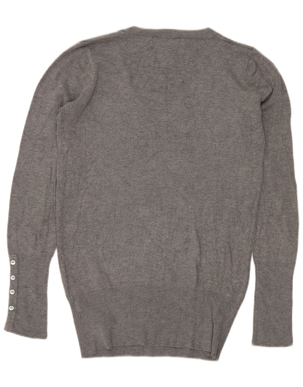 Maglione Zara da donna con scollo a V UK 12 Rayon grigio medio