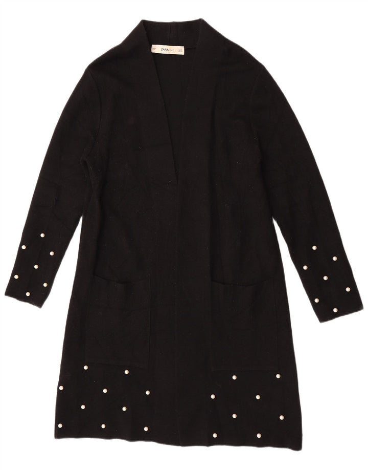Maglione cardigan aperto a linea lunga da donna Zara UK 10 piccolo nero