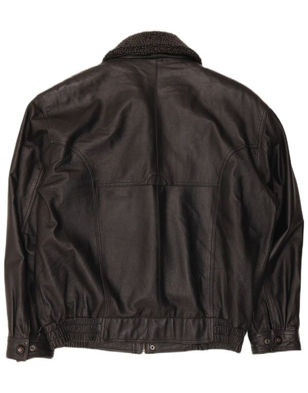 Giubbotto bomber vintage da uomo in ecopelle UK 40 grande poliestere nero