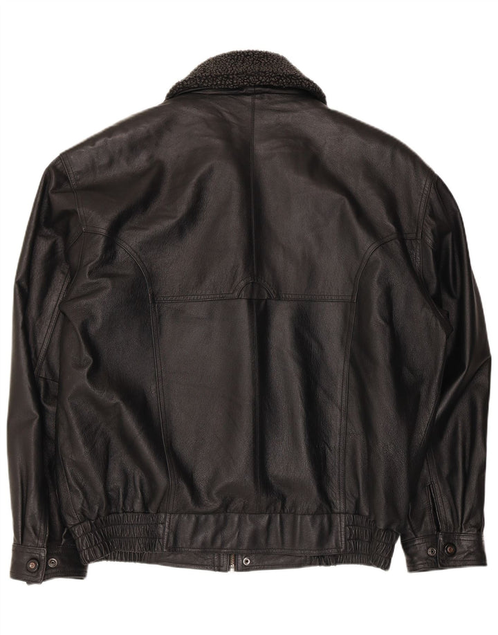 Giubbotto bomber vintage da uomo in ecopelle UK 40 grande poliestere nero