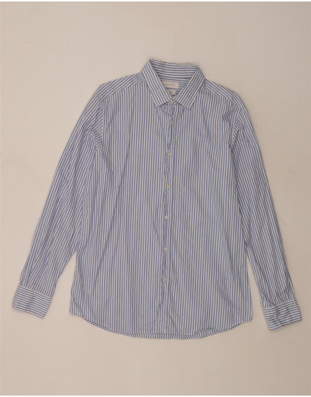 Camicia Uomo Massimo Dutti XL Cotone Gessato Blu