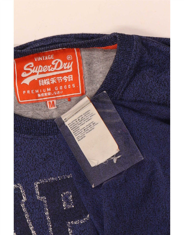 T-shirt grafica da uomo Superdry Top in cotone chiazzato blu medio