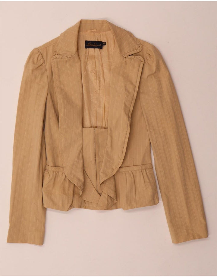 LUISA SPAGNOLI Giacca Blazer Aperta Donna IT 40 Piccolo Gessato Beige