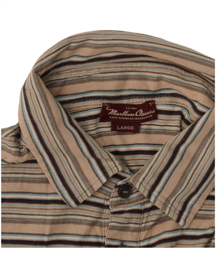 Polo da uomo Marlboro Classics a righe grandi beige