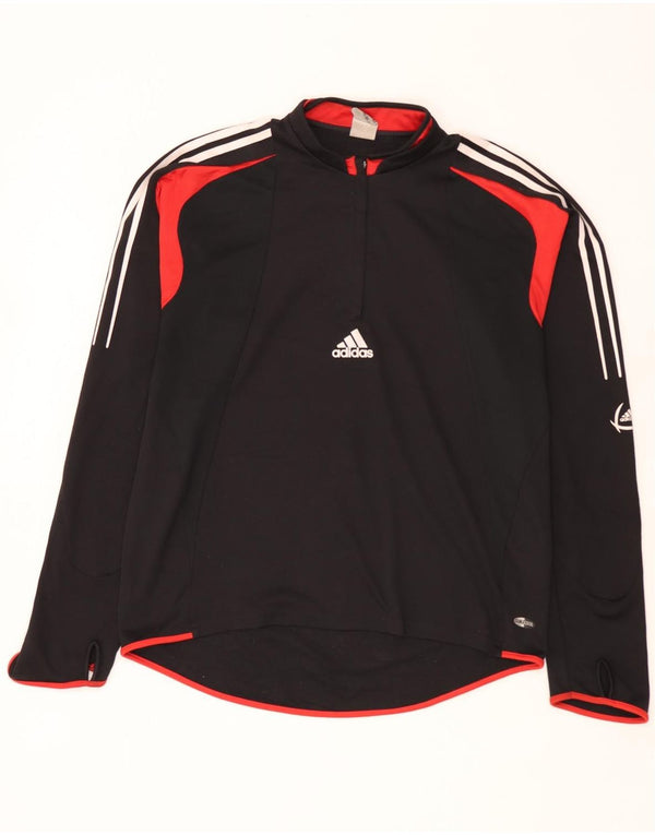 Adidas Uomo Zip Neck Pullover Tuta Top Large Nero Colourblock