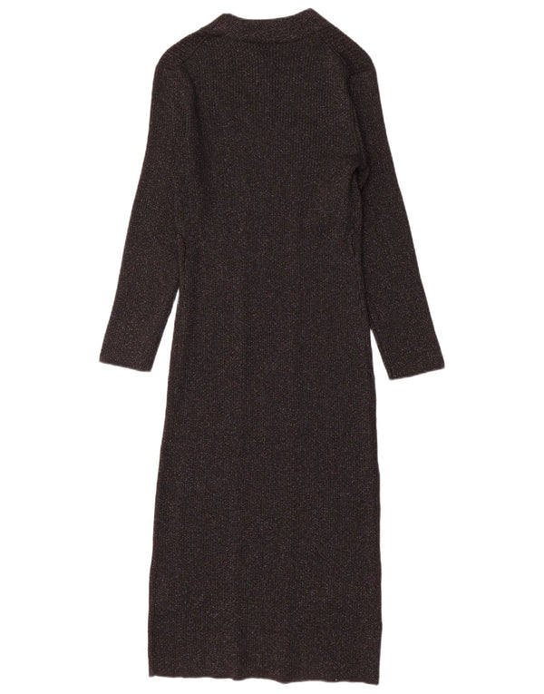 Abito maglione a maniche lunghe da donna Dkny UK 12 Rayon chiazzato nero medio