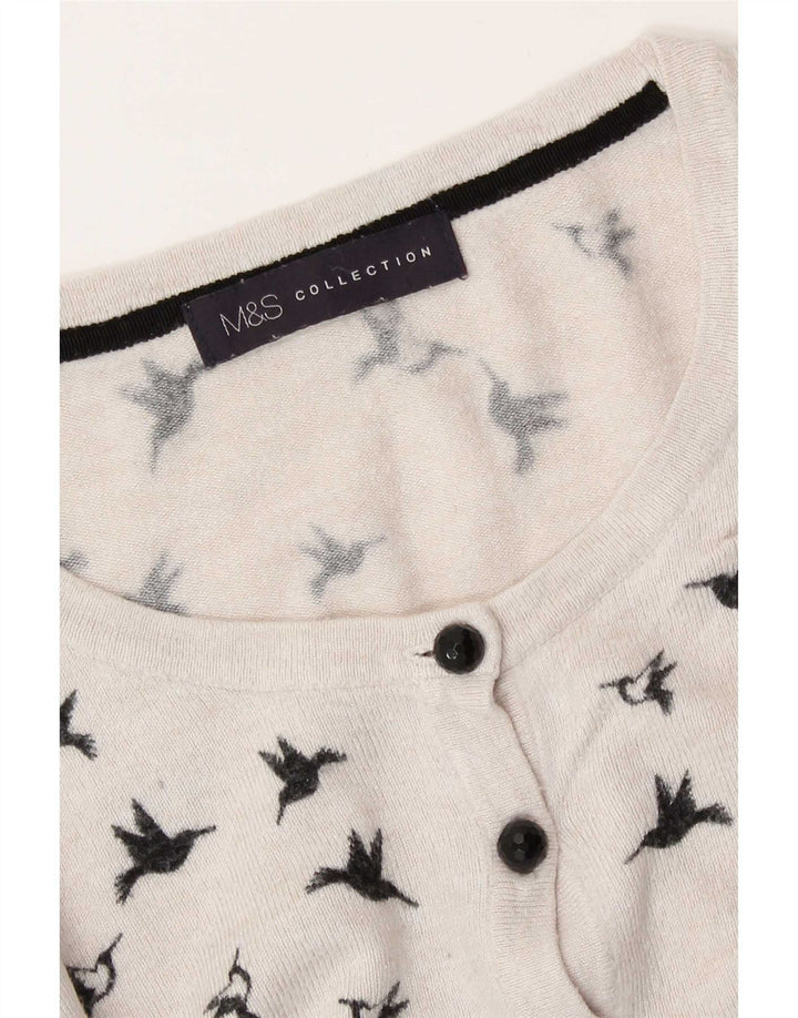 Maglione cardigan con motivo astratto da donna Marks & Spencer UK 14 bianco medio