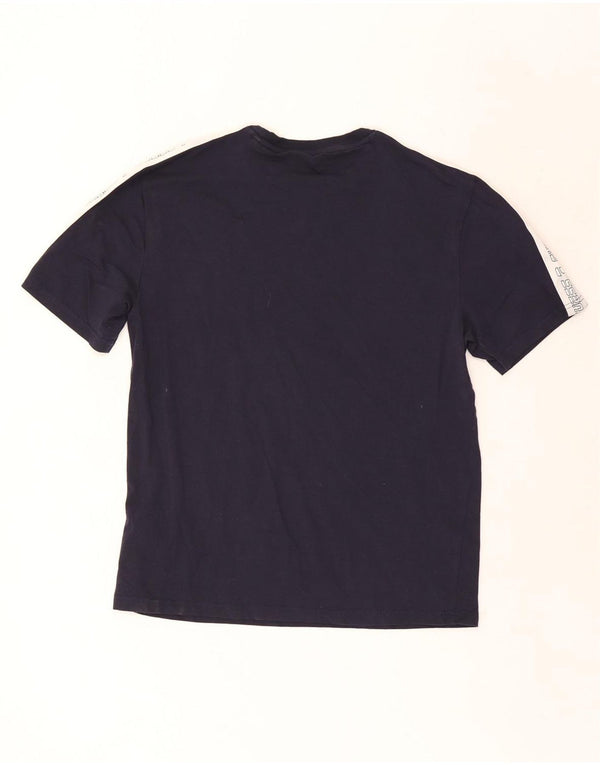 Guess T-shirt grafica da uomo Top in cotone color block medio blu navy