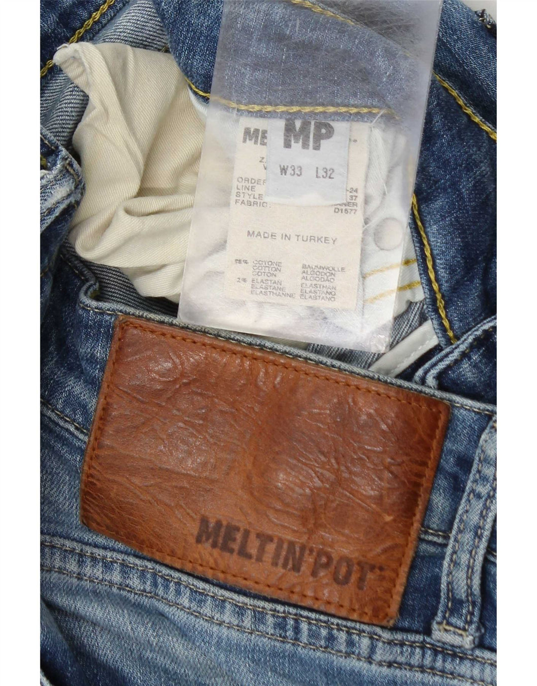 Jeans slim da uomo Meltin' Pot W33 L32 in cotone blu