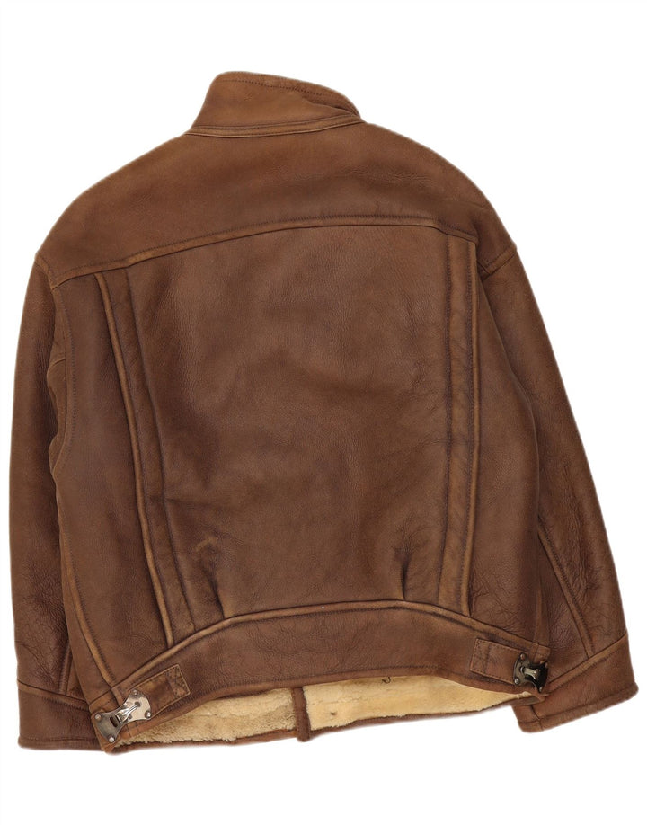 Giacca in shearling vintage da uomo UK 42 XL Shearling marrone