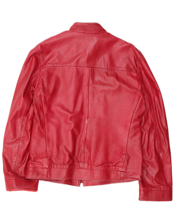Giubbotto bomber in pelle vintage da donna IT 46 grande rosso