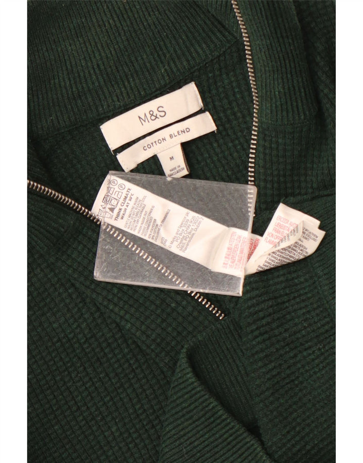 Maglione da uomo Marks & Spencer con zip e collo in poliestere verde medio