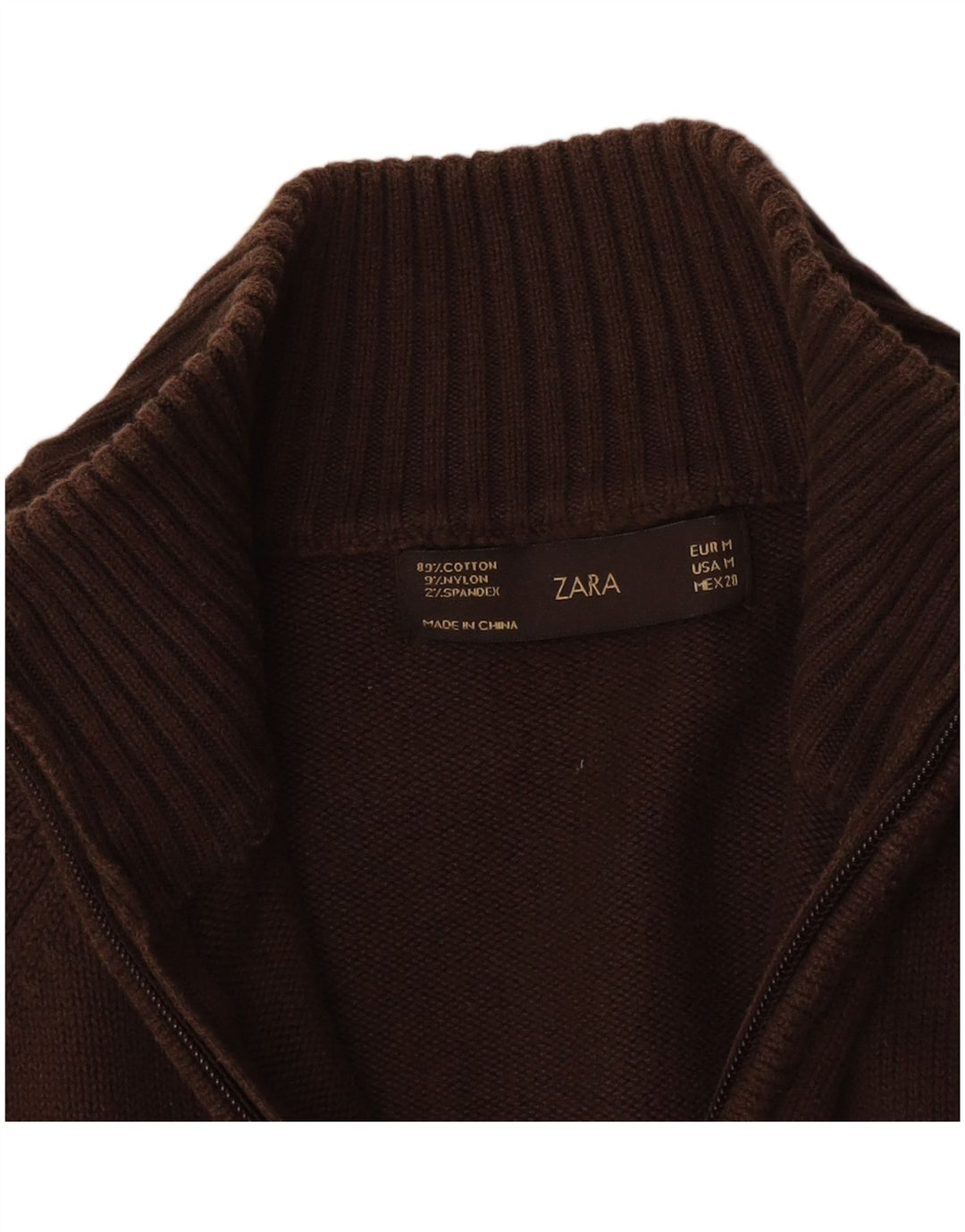 Maglione da donna Zara con collo con zip, UK 12, cotone marrone medio