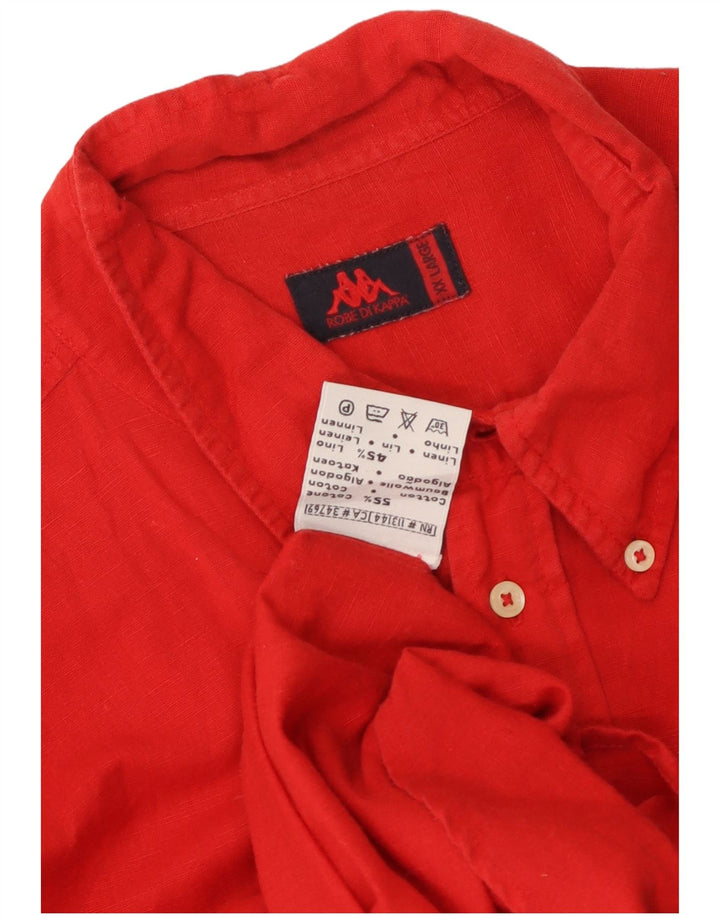 Camicia a maniche corte da uomo Kappa 2XL in cotone rosso